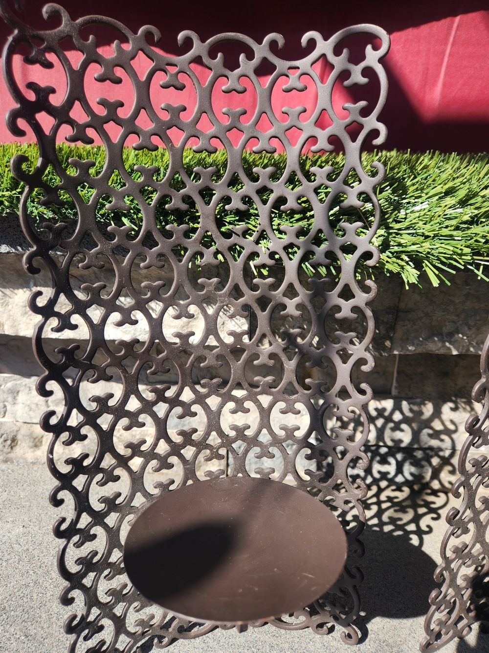 2 Bronze Iron Wall Sconces Or Garden Planters- Brown